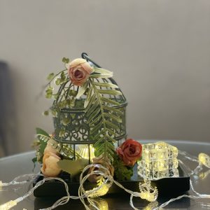 Antique Petal Lantern with LED Square Light Candle