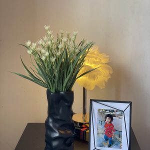 Shadow Flow Vase with 2 White Bud Grass Bunches
