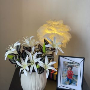 Soft Wave Curve Vase with 2 Tiger Lily Bunches